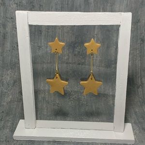 Golden Yellow Handcrafted Clay Star Earrings